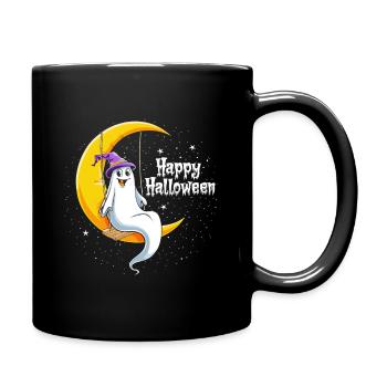 Happy Halloween Geist Schaukel Mond Sterne Lustig - Tasse einfarbig - Schwarz - Rechts