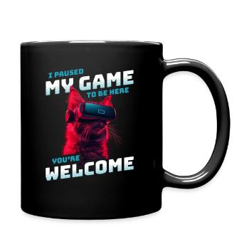 I just paused my game to be here - Katze mit VR - Tasse einfarbig - Schwarz - Rechts