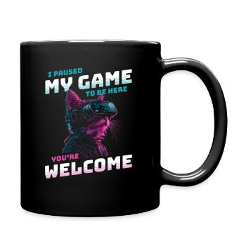 I just paused my game to be here Lustige VR Katze - Tasse einfarbig - Schwarz - Rechts