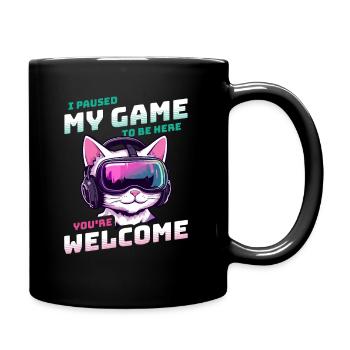 I just paused my game to be here - Katze Zocken VR - Tasse einfarbig - Schwarz - Rechts