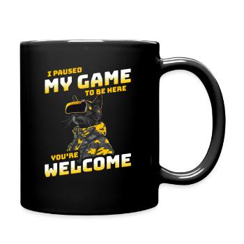I just paused my game to be here - Katze mit VR - Tasse einfarbig - Schwarz - Rechts