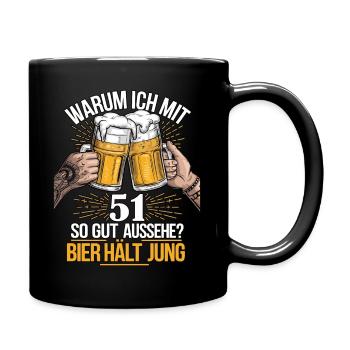Pourquoi est-ce que j’ai l’air si bien à 51 ans ? La bière vous garde jeune - Mug uni - noir - Droite