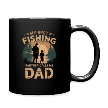 Mon meilleur partenaire de pêche m’appelle papa - Mug uni - noir - Droite