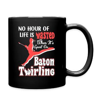 Baton Twirling Spent Time One Baton Twirling - Full Colour Mug - black - Right