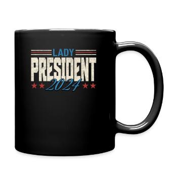 Lady President 2024: Kamala Harris for Progress - Full Colour Mug - black - Right