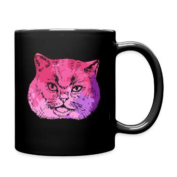 British Shorthair cat Colorful - Full Colour Mug - black - Right