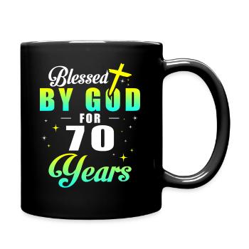 70. Geburtstag Gott 70 Jahren - Tasse einfarbig - Schwarz - Rechts