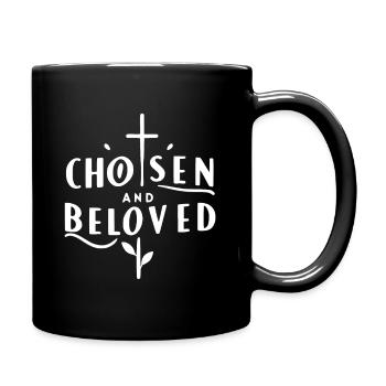 Auserwählt und geliebt - Tasse einfarbig - Schwarz - Rechts