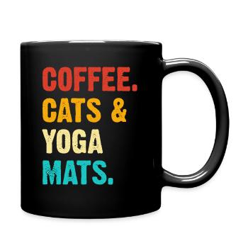 Coffee Cats Yoga Mats - Full Colour Mug - black - Right