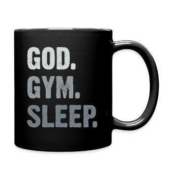 God Gym Sleep - Tasse einfarbig - Schwarz - Rechts