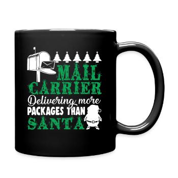 Mail Carrier Christmas Delivering More Packages - Full Colour Mug - black - Right