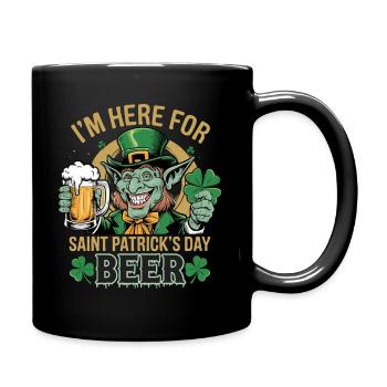 St. Patrick`s Day Beer Leprechaun Kobold Bier - Tasse einfarbig - Schwarz - Rechts