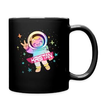 KRISTAN - Beau nom de garçon avec astronaute mignon - Mug uni - noir - Droite