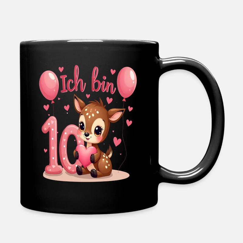 Süßes Reh Ich bin 10 Kinder 10. Geburtstag Mädchen - Tasse einfarbig - Schwarz