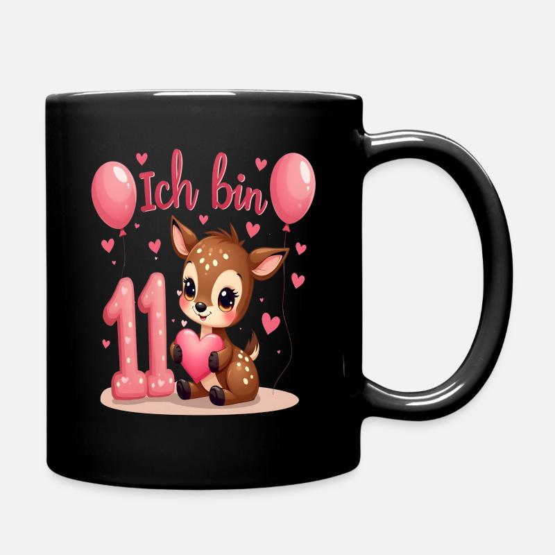 Süßes Reh Ich bin 11 Kinder 11. Geburtstag Mädchen - Tasse einfarbig - Schwarz