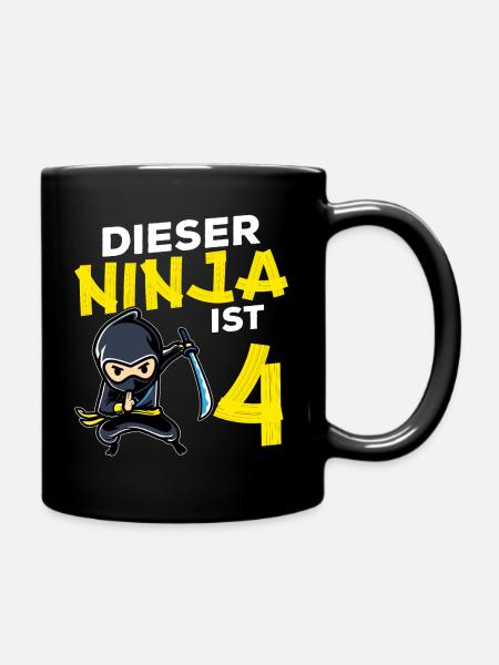 This Ninja Is 4 Birthday Gift Party Japan - Full Colour Mug - black
