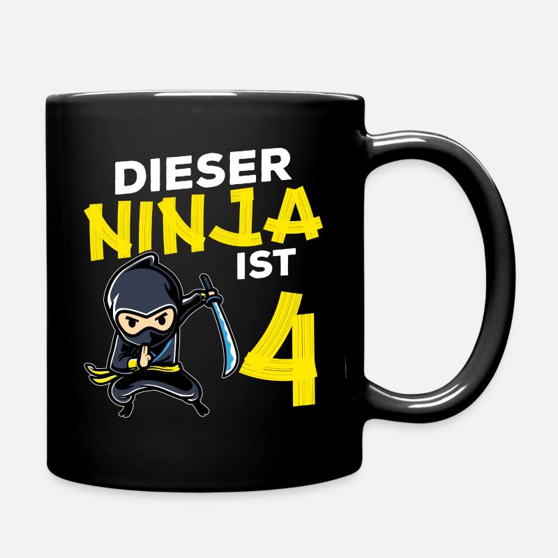 This Ninja Is 4 Birthday Gift Party Japan - Full Colour Mug - black