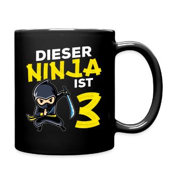 This Ninja Is 3 Birthday Gift Party Japan - Full Colour Mug - black - Right