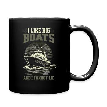 I Like Big Boats And I Cannot Lie – Yacht Skizze - Tasse einfarbig - Schwarz - Rechts