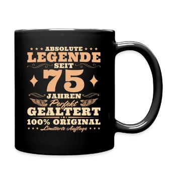 75 Geburtstag Perfekt Gealtert 75 Jahre - Tasse einfarbig - Schwarz - Rechts