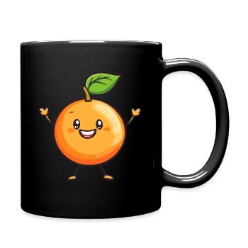 Lustige Orange - Tasse einfarbig - Schwarz - Rechts