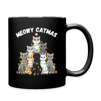 Meowy Catmas Christmas Cats Christmas Tree - Full Colour Mug - black - Right