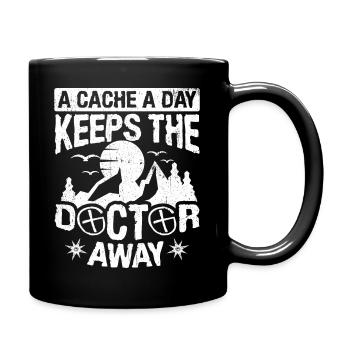 A Cache A Day Keeps The Doctor Away Mountains Fun - Full Colour Mug - black - Right