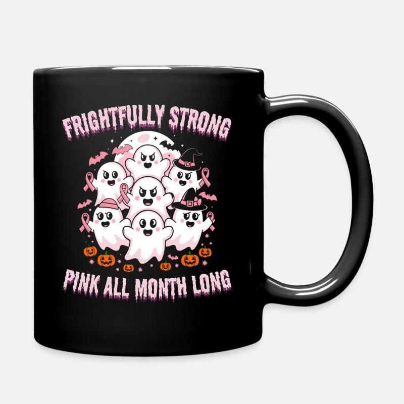 Brustkrebs Bewusstseinsmonat Halloween Niedlicher Geist - Tasse einfarbig - Schwarz