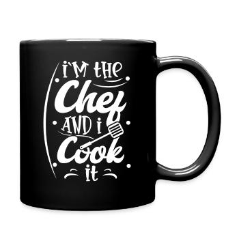 Ich bin der Koch und ich koche es lustig kochen - Tasse einfarbig - Schwarz - Rechts