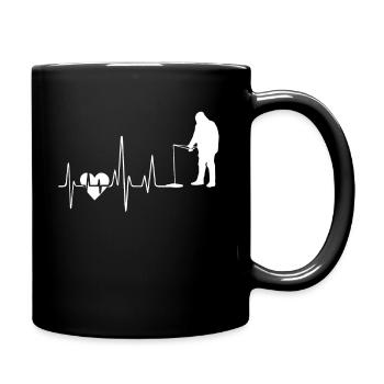 Funny Fishing Heartbeat - Full Colour Mug - black - Right