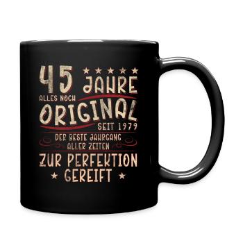 45. Geburtstag 45 - Tasse einfarbig - Schwarz - Rechts