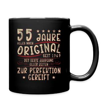 55. Geburtstag 55 Jahre - Tasse einfarbig - Schwarz - Rechts