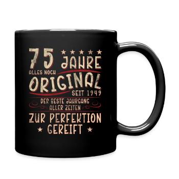 75. Geburtstag - Tasse einfarbig - Schwarz - Rechts