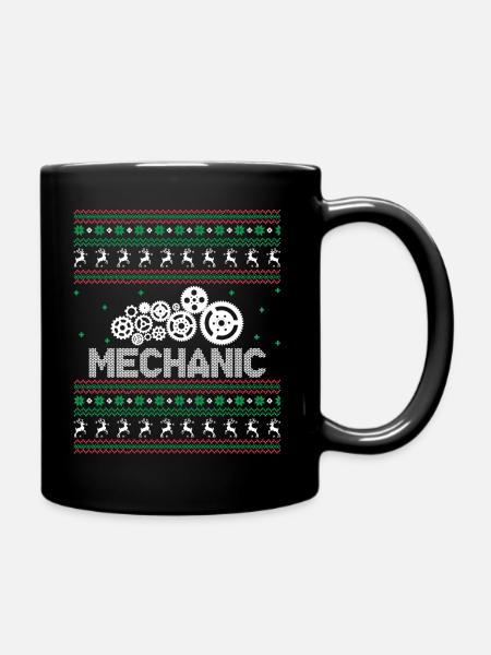 Funny Mechanic Christmas - Full Colour Mug - black