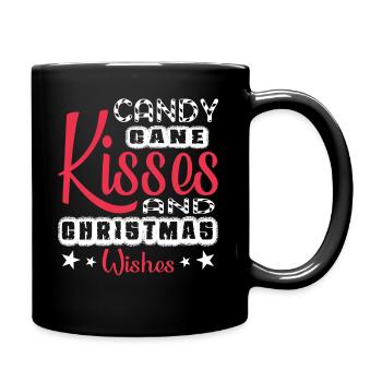 Candy Cane Kisses And Christmas Wishes - Full Colour Mug - black - Right