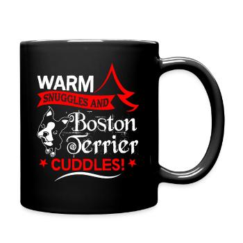 Warm Snuggles And Boston Terrier Cuddles Christmas - Full Colour Mug - black - Right