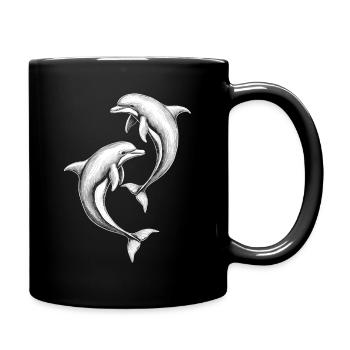 Dauphin, Dauphins Mignons - Mug uni - noir - Droite