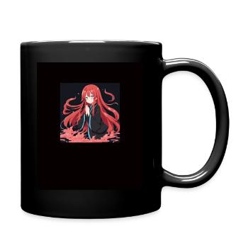 Anime Kawaii Slime Mädchen Feuerrotes Haar - Tasse einfarbig - Schwarz - Rechts