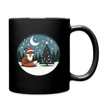 Christmas Xmas Fox Christmas Hat Snow Fun - Full Colour Mug - black - Right