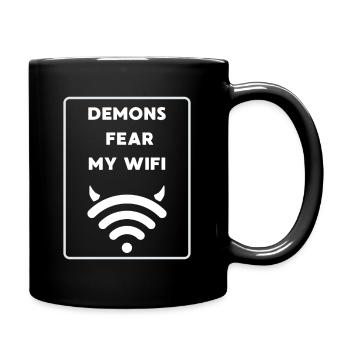 Demons fear my WiFi - Full Colour Mug - black - Right