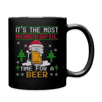 Ugly Xmas Bier Weihnachten - Tasse einfarbig - Schwarz - Rechts