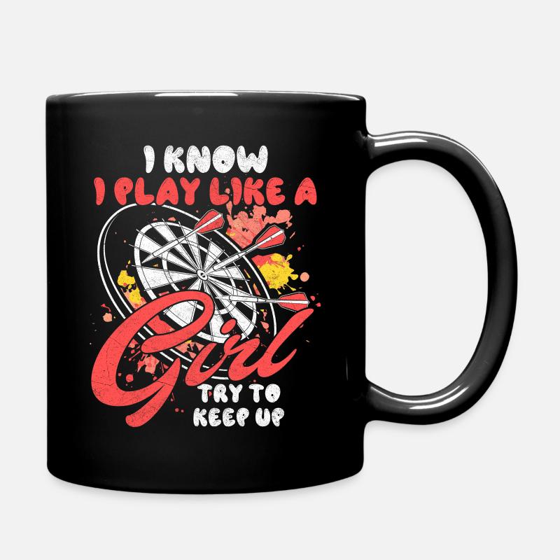 lustiger Dart Spruch Dartpfeile darten Spruch - Tasse einfarbig - Schwarz