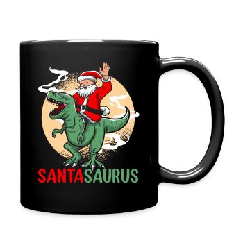 Dinosaur Trex T-Rex Christmas Christmas Xmas - Full Colour Mug - black - Right