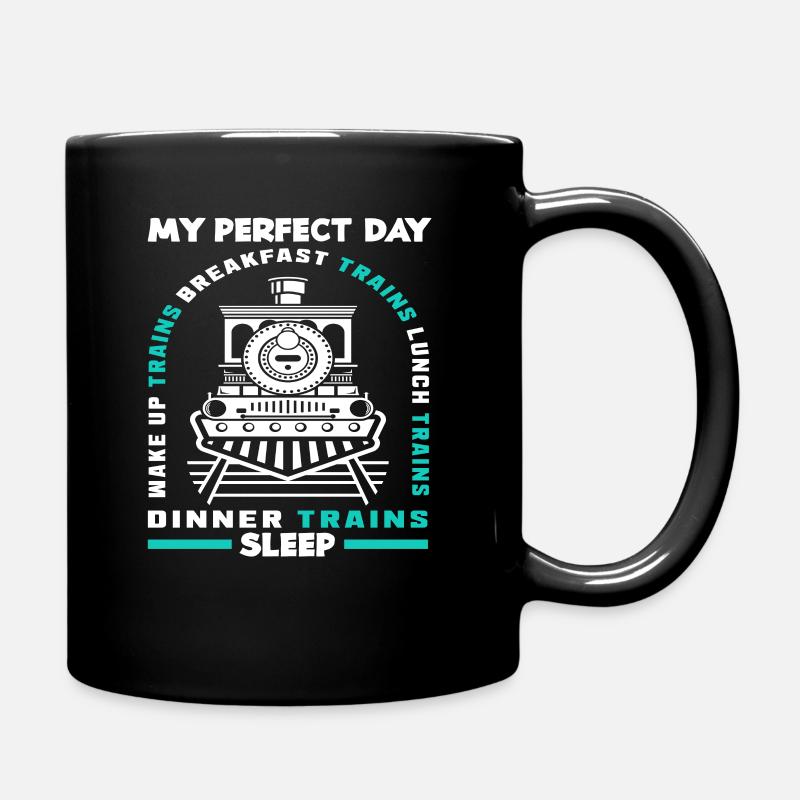 Mein Perfekter Tag Mit Zügen Frühstück Mittagessen - Tasse einfarbig - Schwarz