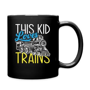 Ce gamin aime les trains, les chemins de fer - Mug uni - noir - Droite