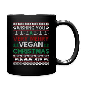 Wishing You A Very Merry Vegan Christmas - Full Colour Mug - black - Right