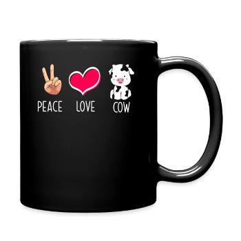 Frieden Liebe Kuh Illustration - Tasse einfarbig - Schwarz - Rechts