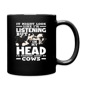 Ich Denke An Meine Kuh Hört Sich Zu - Tasse einfarbig - Schwarz - Rechts