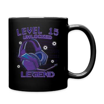 15th Birthday - 15 Years Gamer Level 15 unlocked - Full Colour Mug - black - Right