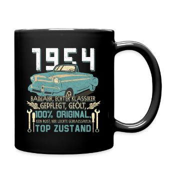 Oldtimer Baujahr Jahrgang 1954 Geburtstag Geschenk - Tasse einfarbig - Schwarz - Rechts